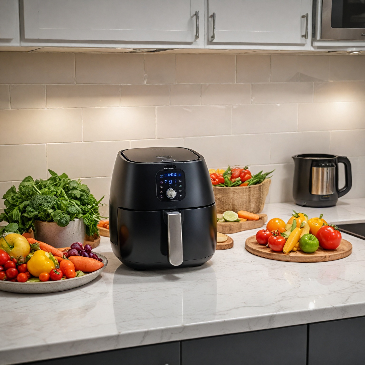 Air fryer on a kitchen counter illustrating normal countertop placement