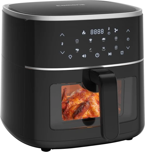 Friteuse sans Huile, Capacité XL 6L Air Fryer avec Fenêtre Visible, Friteuse à Air Chaud avec 8 Programmes, Friteuse Electrique avec Température Réglable, Minuterie, Écran tactile LED