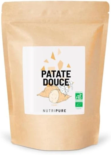 Farine de Patate Douce BIO & Vegan - 100% Naturelle - En Poudre - Alternative sans Gluten & OGM - Basifiant - Indice Glycémique Bas - Idéale au petit déjeuner & en Pâtisserie - 750 G