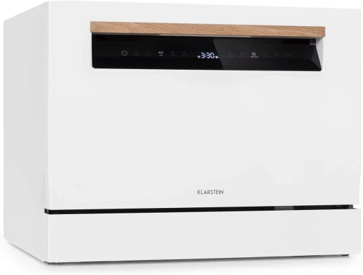 Lagoona Mini lave-vaisselle autonome : CEE F, 1380W, 6 couverts, consommation d'eau: 6,5L, 7 programmes plus séchage supplémentaire, 49 dB, panneau de commande tactile noir, blanc