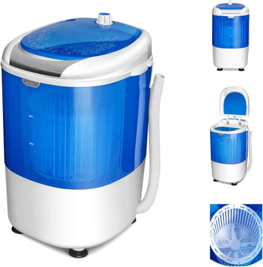 Mini Machine à Laver avec Essoreuse à Cuve Unique 2 KG Semi Automatique avec Chronométrage, Mini Lave Linge Portable pour Appartement Camping Dortoir