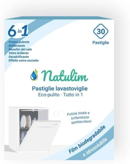 Tablettes pour Lave-Vaisselle Biodégradables et Hydrosolubles 6 en 1 (30 pastilles) - Nettoyage en Profondeur, Agent de Rinçage, Effet de Séchage Supplémentaire - Fabriquées en Europe 001a