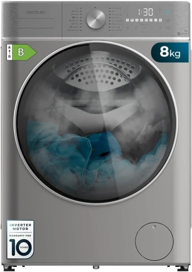 Lave-linge Séchant 8-5 kg Chargement Frontal Bolero Wash&Dry 8580 Inverter Steel B - 1400 tr/min, 16 Prog, Moteur Inverter Plus, SteamMax, OnSmart, Fuzzy Logic, SpaCare et Détecteur de Charge 8 + 5 Kg Acier