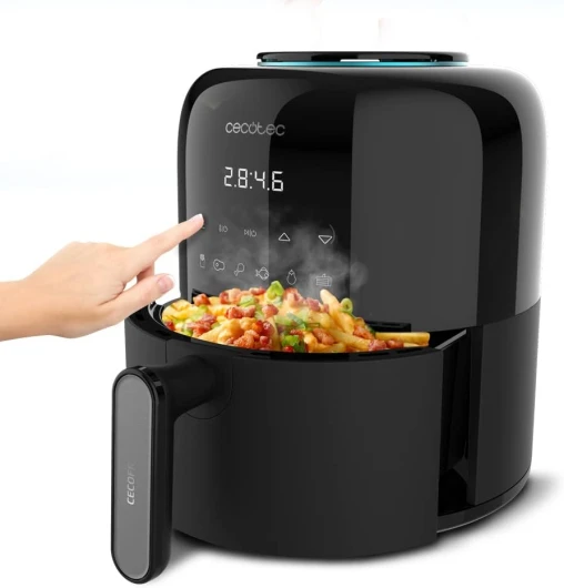 Friteuse sans Huile Cecofry Compact 2000 Touch - 900 W, Diététique, Numerique et Compacte, 1,9 L de Capacité, Thermostat, Temps ajustable, Technologie PerfectCook, Fonction Four Contrôle tactile