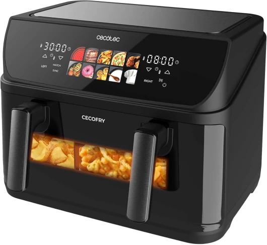 Air Fryer Cecofry&Grill Duoheat 10000 - Friteuse à Air sans Huile 10L, Grill et Plancha, Résistance Double, 2800W, Cuisson Rapide, Moins de Graisse, Résultats Consistants