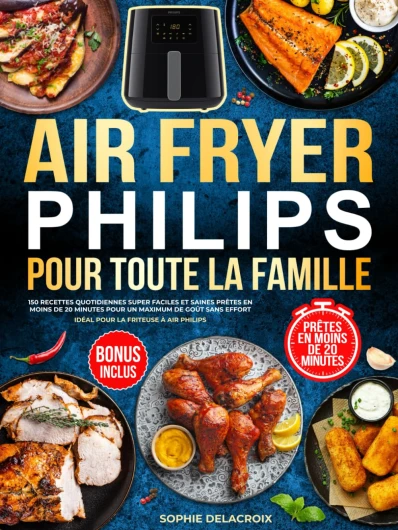 Air Fryer Philips pour toute la famille: 150 recettes quotidiennes super faciles et saines prêtes en moins de 20 minutes pour un maximum de goût sans effort - Idéal pour la friteuse à air Philips