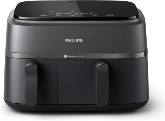 Philips Dual basket Airfryer - Cuisson saine, rapide et polyvalente, capacité de 9 litres, écran tactile, conception à deux tiroirs (NA350/00) 9 litres Accessoire Petit-déjeuner